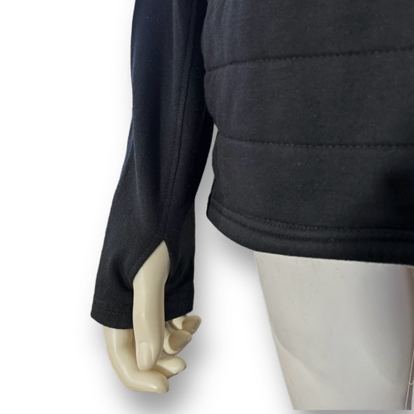 ZYIA Active Solid Black Quilted Hoodie Sweatshirt Hooded Pullover Sweater Top M - Picture 4 of 8